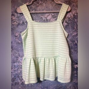 a.n.a square neck with tonal stripes peplum ruffle green blouse top S